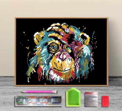 China Realistic Animal 5D Diamond Painting Full Of Diamonds Gorilla Baboon Circle Diamond Mosaic Pattern DIY Home Decoration for sale