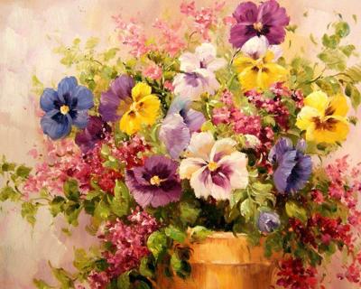 China Realistic DIY Numbers Style Flowers Handmade Oil Painting Canvas Painting Decorative Painting for sale