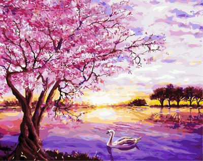 China Abstract Sunrise Landscape Painting Oil Painting By Numbers Diy Adult Canvas Acrylic Paint 40x50cm for sale