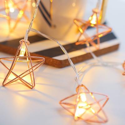 China Fairy Lights Pink Gold Star Pentagon New Battery Plug In String Decorative Star Pentagon Lamp USB Five-pointed Star Geometry LED Lamp Bedroom Store for sale