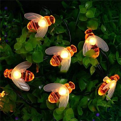 China Amazon Hot Selling Indoor Led Small Colorful Solar Outdoor Wedding Decoration Lights Honey Bee String Lamp Yard String Lights for sale