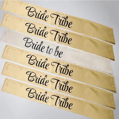 China Festival Stuff 80x9.5cm Bachelor Party Sash Bride To Be Bride Tribe Tag Strap Set Wedding Hen Party Decoration Sash for sale