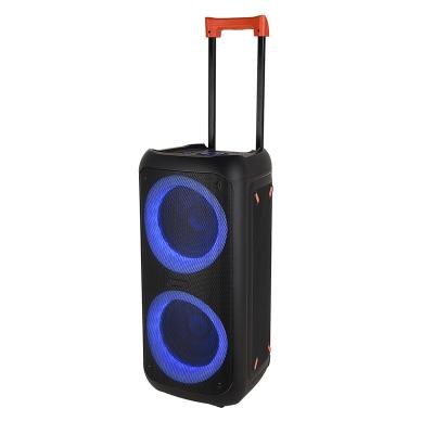 China Karaoke Player Double 8 Inch Led Light Weight Trolley BT Color Box Wireless Speaker for sale