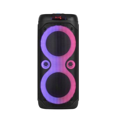 China Factory Price Wireless Dual 8 Inch Portable Speaker With Karaoke Attractive Colorful Light Function Party Style Outdoor Speaker for sale