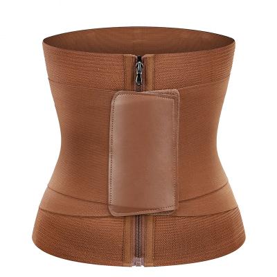 China Wholesale Custom Breathable Brown Belly Support Trimmer Belt Slimming Women Gym Waist Trainer for sale