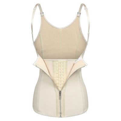 China Breathable Adjustable Shoulder Strap Body Waist Cincher Zipper Latex Women Sweat Waist Trainer Vest Shapers for sale