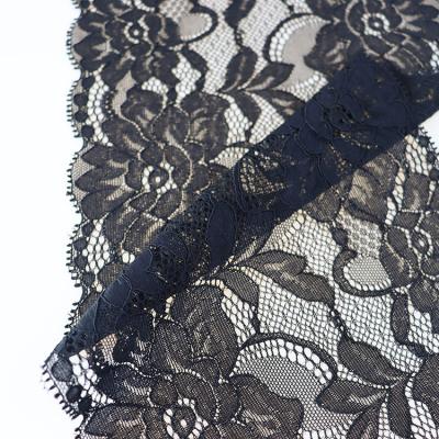 China Breathable Black Sexy Narrow Lace Fabric Lace For Underwear for sale