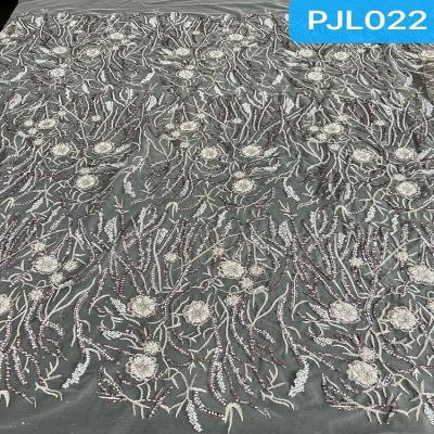 China 2022 HOT SEAL New Design Mesh Shrink-Resistant Embroidered Beads 100% Polyester Fabric For Party - Sequin Fabric for sale