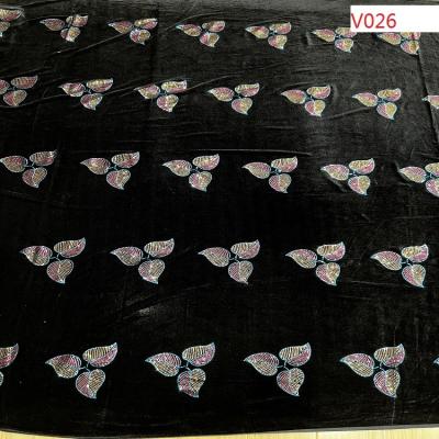 China 2022 pure new design FOIL FLOWER on 100% polyester VELVET fabric for dress for sale