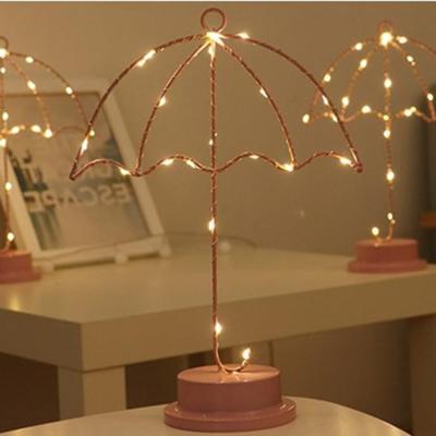 China String Lights Lovely Umbrella Shape Decorative LED Room Night Light Warm Light for sale