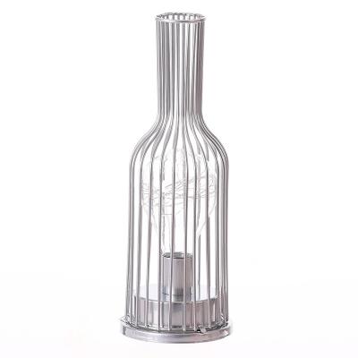 China Nordic Retro INS Wine Bottle Shaped Romantic Wrought Iron Copper Wiring Bedroom Lantern Battery Light for sale