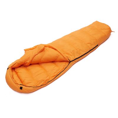 China 200FP 1200g ultralight silk feather mummy portable sleeping bags for winter outdoor camping hiking 215*85*60cm for sale