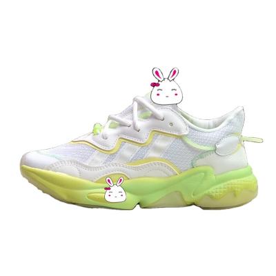 China CUSHIONING High Quality Ladies Casual Shoes OZWEGO White Fluorescent Green Gradient Retro Dad Shoes Ladies Sneakers for sale