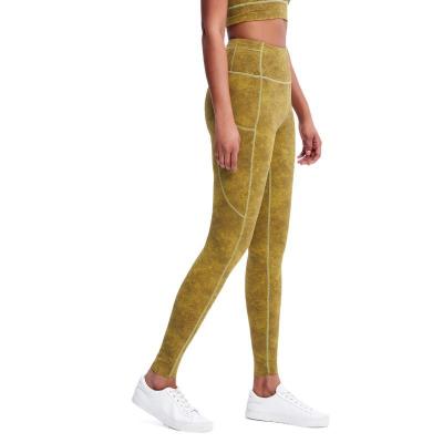 China Polyester High Compression Waist Fitness Tie Dye Yoga Leggings Crac! crack! breathable custom butt gaiters for sale