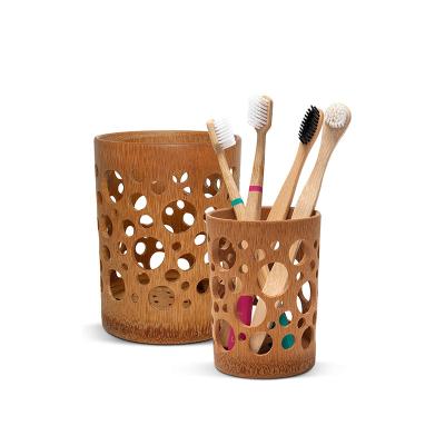 China Eco-friendly Natural Eco Friendly Bamboo Toothbrush Holder Cup Tube Holder for sale