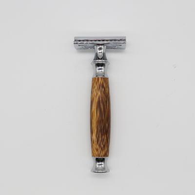 China Twin Blade Bamboo Handle Shaving Safety Razor Doubles Edge Private Label Safety Razors For Men for sale