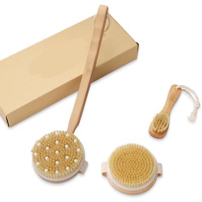 China All Natural Wholesale Soft Natural Bristle Brush Bamboo Wooden Handle Bath Body Dry Brush for sale