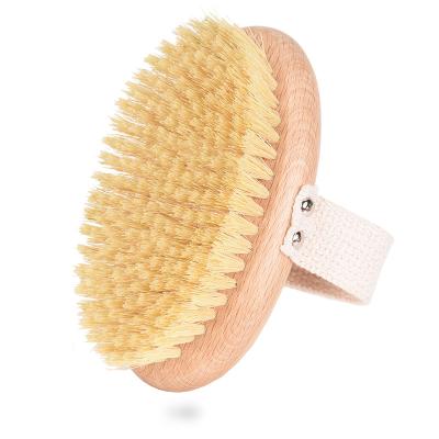 China Oval Body Shape Sisal Bristle Wooden Body Brush For Bath for sale