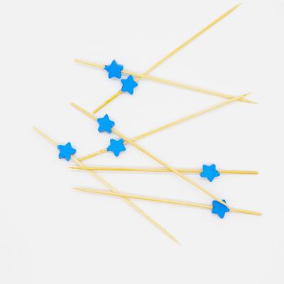 China Blue Star Shape Bamboo Fruit Easily Cleaned Eco - Friendly Disposable Stick for sale