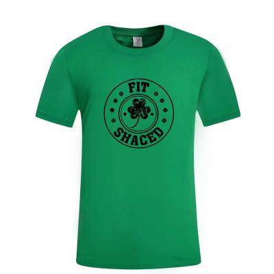 China 2021 Summer Men's Anti-Shrink Festival Style Four Leaf Clover Round Neck Customizable Green Branded Sports T-Shirts for sale