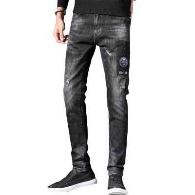 China New Style OEM Style Fade Proof Colored Man Jeans Brand Cheap Wholesale Fashionable Private Label Paint Gray Men's Jeans for sale