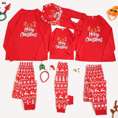 China Christmas QUICK DRY pajamas support printed two-piece set family suits Parent-child clothing top and pants for sale