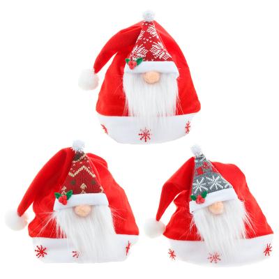 China Promotional Gift Factory Wholesale Cheap Faceless Santa Claus Short Plush Forest Christmas New Hat for sale