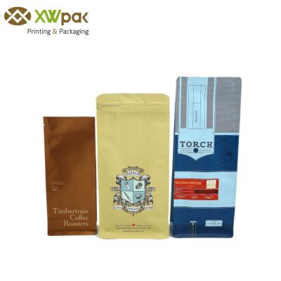 China Resealable k Flat Bottom Coffee Bags Custom Printed Aluminum Foil Inside for sale