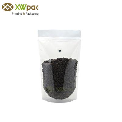 China Transparent Stand Up Coffee Pouches With Zipper Plastic Packing Bag Heat Seal for sale