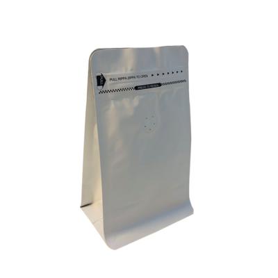 China 130 Microns Matte White Flat Bottom Coffee Bag With k for sale