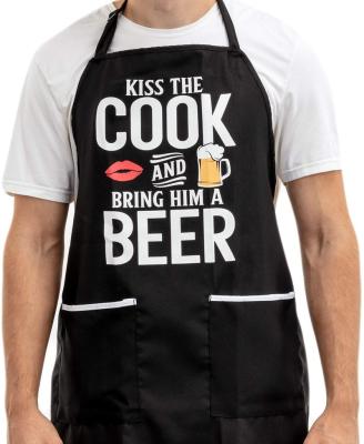 China Drinks/Food Black Cotton MYGO Customized Logo Sublimation Print Aprons Cotton Digital Printing Adult Kitchen Cleaner Aprons for sale