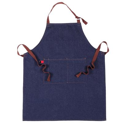 China MYGO Jean Apron New Design Color Neck Belt Adjustable Cotton Two Pockets Bib Denim Men Slim Cleaning Apron for sale