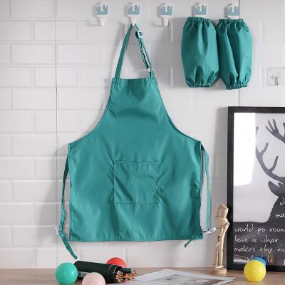 China Custom 5 Colors Drink/Food Logo Polyester Waterproof Kid Apron Running Kitchen MYGO 2 Piece Set Painting Apron for sale