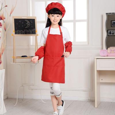 China Drink/Food MYGO 6 Streams Color Custom Logo Kitchen Hat Scarf Polyester Adjustable Kid Apron Painting Apron 3 Piece Set for sale