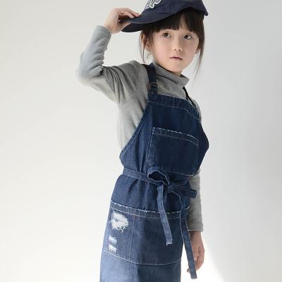 China Custom Denim Kid's NEW Drink/Food Cotton MYGO Kitchen Adjustable Straps Cooking Chef Jean Apron For Kids for sale