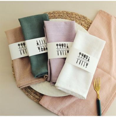 China Soft Absorbent Square Custom Logo Kitchen Cleaning Tea Towel Plain MYGO Cotton Linen Canvas Running Plain for sale