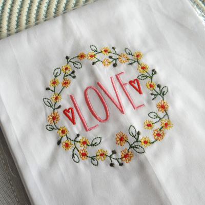 China Dinner Embroidered Towels MYGO Cotton Decor Kitchen Cloth White Dinner Embroidered Towels Personalized Wedding Gift Towels for sale