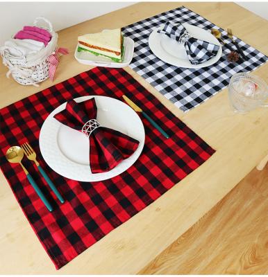 China Europe MYGO Black Check Kitchen Towels Cotton Restaurant Decoration Red Dinner Napkins Personalized Party Napkins for sale