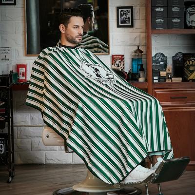 China Digital Pongee Design MYGO Professional Beauty Salon Transparent Popular Waterproof Stripe Printing Barber Cape Adjustable Neck Cape for sale