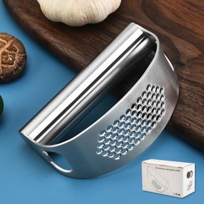 China MYGO Full Stainless Steel 304 Stainless Steel Garlic Crusher Kitchen Garlic Press Rocker Rocker Meat Grinder Viable Manual Tool for sale