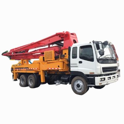 China Building Material Stores Theorical Large Output Concrete Pumps Truck 37m Lifting Boom , Used SANY ISUZU Truck Mounted Concrete Pump for sale