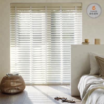 China Fireproof Pure White Outdoor Wood Faux Venetian Blind/2inch Venetian Blind for sale