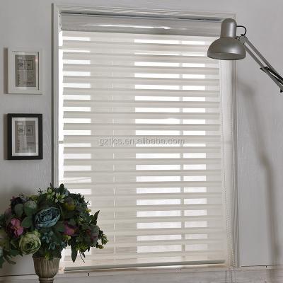 China Shangri-La 100% Cordless Indoor Lace Blind Pleated Slat Polyester Fabric Motorized Window Roller Blinds for sale