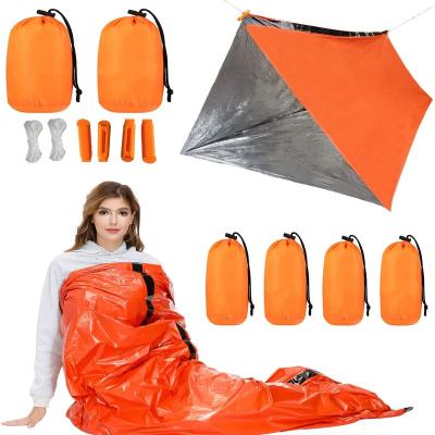 China Waterpoof/Keep Warm and Roll Up/Rising Waterproof PE Tent Survival Emergency Shelter Tarp Thermal Blanket Tent for Outdoor Hiking Adventure Camping for sale