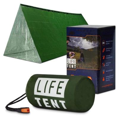 China Waterpoof / Keep Warm And Roll Up / Rising End Manufacturer OEM Logo Packing Design Thick PET Mylar Emergency Survival Thermal Tube Outdoor Tent For 2 Person for sale