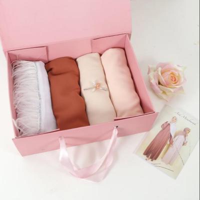 China Recyclable Ramadan Chiffon Scarf Eid Mubarak Gift Head Use Muslim Hijab Packaging Subscription Box for sale