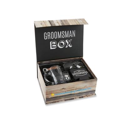 China Recycled Premium Groomsman Kit Grooms Gift Set Custom Packaging, Black, White & Brown Materials CarePack for sale