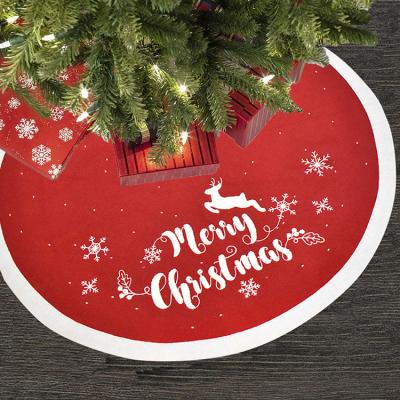 China Christamas Home Decoration 48 Inch Red Chunky Letter Mat Holiday Party Decorations Embroidery Tree Knit Christmas Tree Skirt for sale