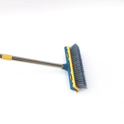 China Sustainable Floor Scrub Brush With Long Handle Stainless Steel Handle Stiff Bristle Brush for sale