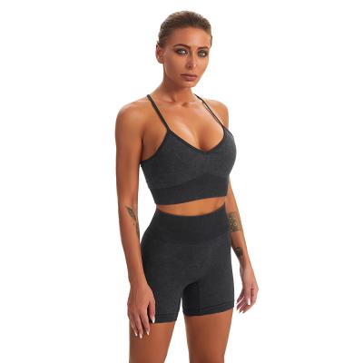 China Breathable High Quality Seamless Workout Yoga Short Sets For Women for sale